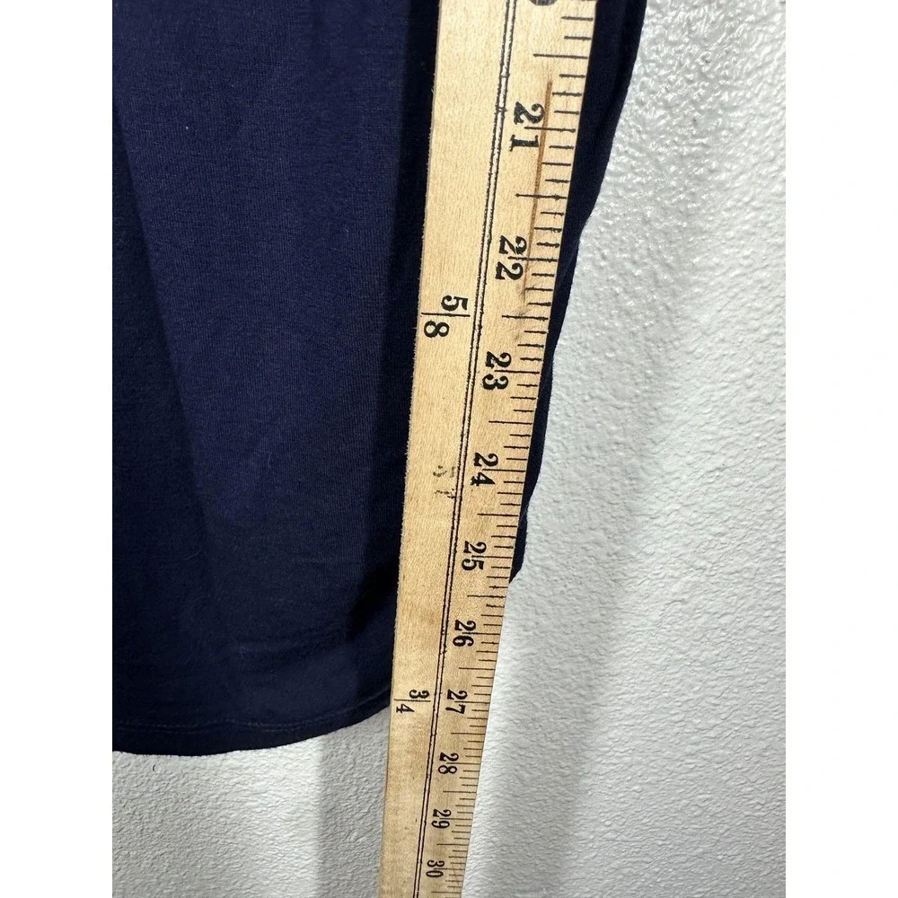 Maurices 24/7 Shirt Womens Small Navy Scoop Neck Ruched Side Stretch Jersey Top - Picture 5 of 6